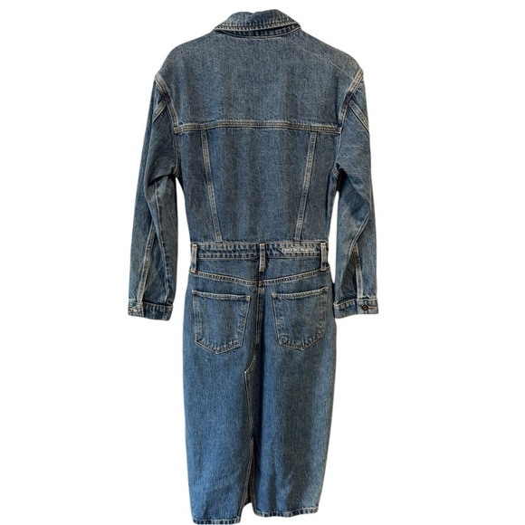 New! Favorite Daughter The City Denim Long Sleeve Midi Dress in Los Angeles - Picture 6 of 8